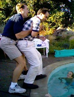 Erik goes in the pool