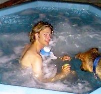 Dominick in the hot tub