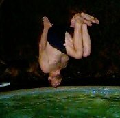 George jumps into pool